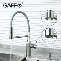 Змішувач Gappо G4398-55 для кухні з гнучким сірим гусаком, сатин