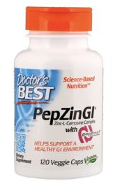 Doctors Best, PepZin GI, комплекс цинк-L-карнозину, 120 рослинних капсул