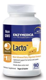Enzymedica, Lacto, самая продвинутая формула для усвоения молочных продуктов, 90 капсул