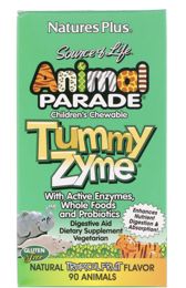 Natures Plus, Source of Life, Animal Parade, дитячі жувальні цукерки Tummy Zyme з активними ферментами, н