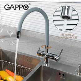 Змішувач для кухні на дві води Gappo G4398-30 латунний , сірий / хром