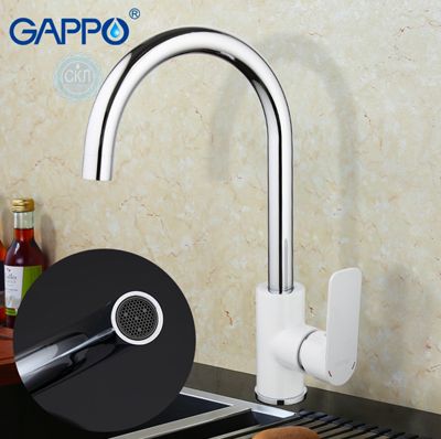 Змішувач для кухні з гайкою білий / хром Gappo Noar G4048