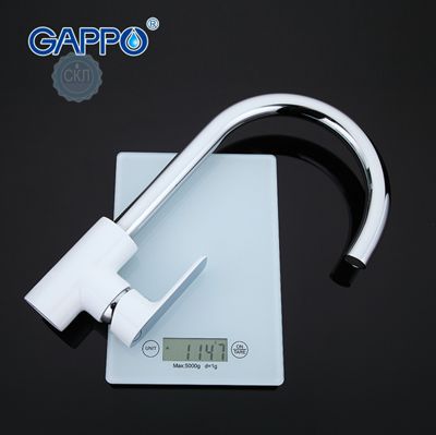 Змішувач для кухні з гайкою білий / хром Gappo Noar G4048