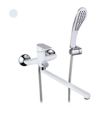 Змішувач для ванни з виливом 35cm і перемикачем в корпусі білий / хром Gappo Noar G2248