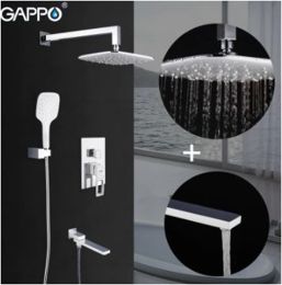 Вбудований Gappo G7117-8 змішувач для ванни з 3-функціями, виливши є перемикачем на воронку, білий / хром