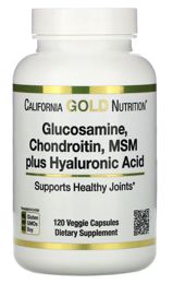 California Gold Nutrition, Глюкозамин, хондроитин и МСМ с гиалуроновой кислотой, 120 растительных капсул