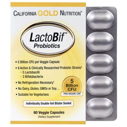 California Gold Nutrition, Пробиотики LactoBif, 5 млрд КОЕ, 60 овощных капсул