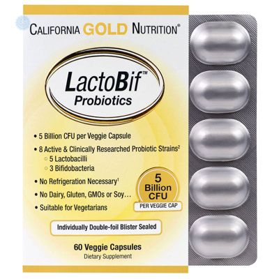 California Gold Nutrition, Пробіотики LactoBif, 5 млрд КУО, 60 овочевих капсул