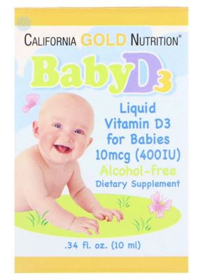 California Gold Nutrition, Вітамін D3 в краплях для дітей, 400 МО, 10 мл (0,34 рі. Унції)