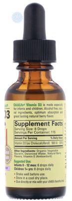 ChildLife, Вітамін D3, смак натуральних ягід, 30 мл (1 рі. Унція)