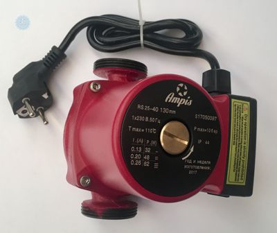 Циркуляційний насос Ampis (G25 / 4-130 Red) з гайками і кабелем