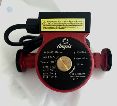 Циркуляционный насос Ampis (G25 / 4-180 red) с гайками и кабелем