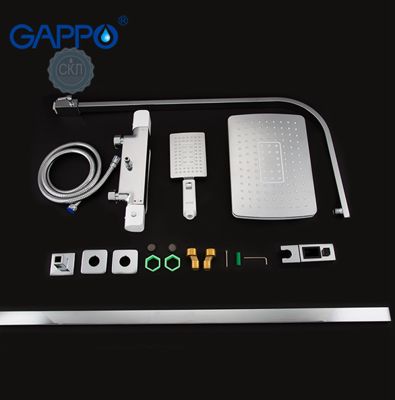 Душевая система с верхним душем Gappo, термостатом, излив есть переключателем на лейку белый / хром G2407-50