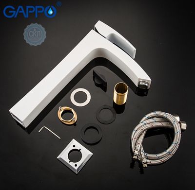 Gappo Jacob G1007-18 Смеситель для раковины высокий с гайкой белый / хром