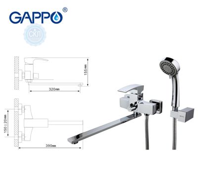 Gappo Jacob G2207 Змішувач для ванни з виливом 35 см і перемикачем в корпусі хром