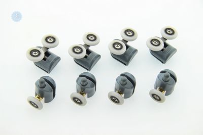 Комплект роликів для душової кабіни (скл1001+скл1003к) Верхні подвійні нижні одинарні сірі.