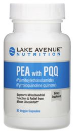 Lake Avenue Nutrition, PEA (пальмитоилэтаноламид) с PQQ, 30 растительных капсул