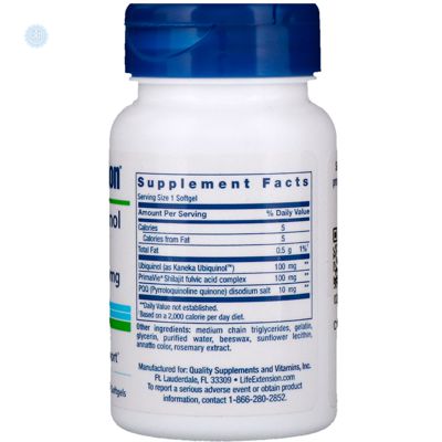 Life Extension, Супер убіхінол - коензим Q10 з BioPQQ, 100 мг, 30 желатинових капсул