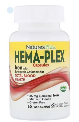 Natures Plus, Hema-Plex, 60 Вегетарианский капсул быстрого действия