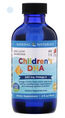 Nordic Naturals, Childrens DHA, ДГК для детей со вкусом клубники, 119 мл (4 жидк. Унции)