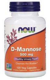 Now Foods, D-манноза, 500 мг, 120 растительных капсул