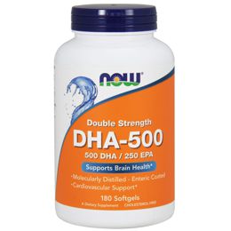 Now Foods, DHA-500 / EPA-250, ДГК-500, двойная сила, 180 желатиновых капсул