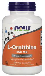 Now Foods, L-орнитин, 500 мг, 120 растительных капсул