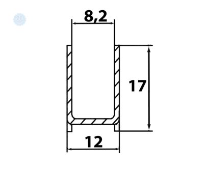 П-подібний профіль з анодованого алюмінію 17×12×17 мм (3 м) для скла 8 мм