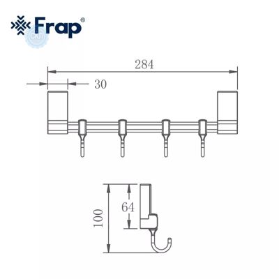 Полотенцедержатель Frap F1815-4 четверной с двумя накладками белый/хром