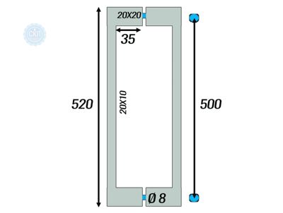 ​Ручка Н-5450 Ч (чорна) для скляних дверей 500 мм
