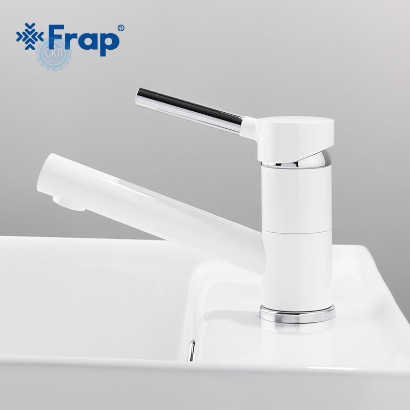 Смеситель  FRAP F4544-8  для кухни и умывальника , белый/хром  , латунь