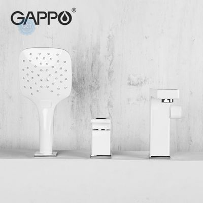 Смеситель  Gappo G1117-8 для ванны на 3 отверстия ,белый/хром