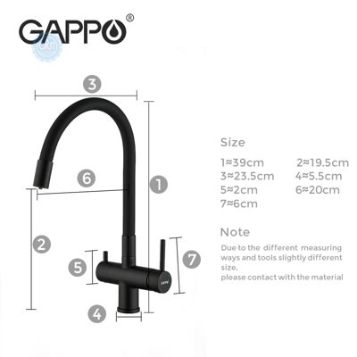 Смеситель для кухни на две воды Gappo G4398-36 латунный, чёрный