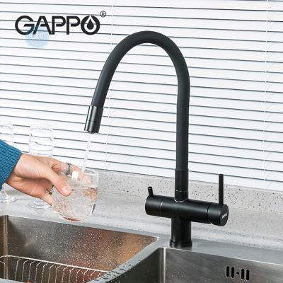 Смеситель для кухни на две воды Gappo G4398-36 латунный, чёрный