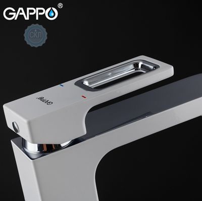 Смеситель для раковины с гайкой белый / хром Gappo Futura G1017-8