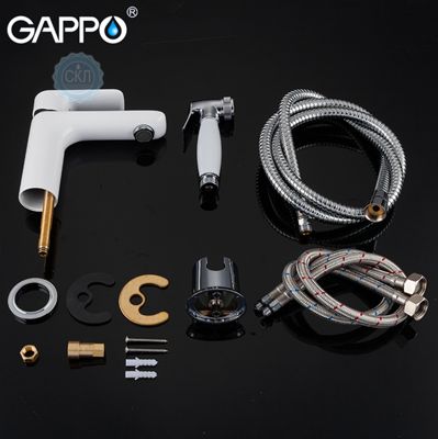 Смеситель для раковины с гигиеническим душем белый / хром Gappo Noar G1048-1