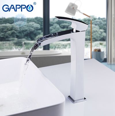 Смеситель для раковины высокий белый / хром Gappo Jacob G1007-31