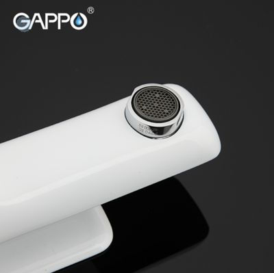 Смеситель для умывальника с гайкой белый / хром Gappo Noar G1048