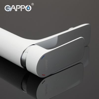 Смеситель для умывальника с гайкой белый / хром Gappo Noar G1048