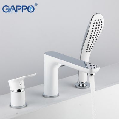 Смеситель для ванны на 3 отверстия белый / хром Gappo Noar G1148