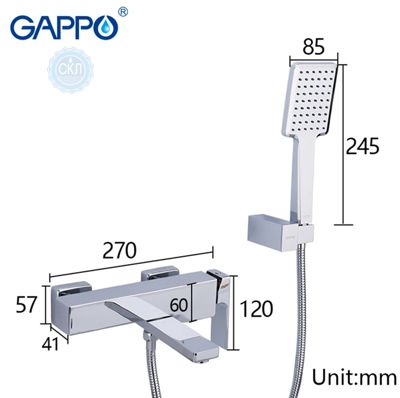 Смеситель для ванны с излиянием служит переключателем на лейку хром Gappo Futura G3218