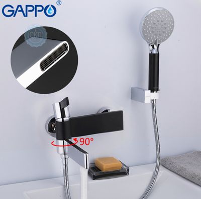 Смеситель для ванны с излиянием служит переключателем на воронку черный / хром Gappo Atalantic G3281