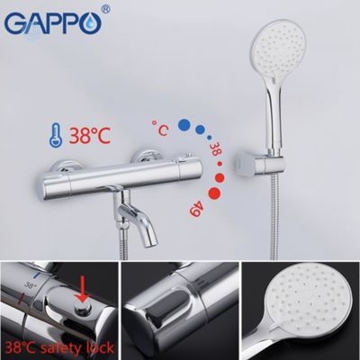 Смеситель для ванны с излиянием служит переключателем на воронку термостат хром Gappo Atlantic G3290