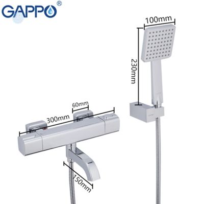 Смеситель для ванны с изливом служит переключателем на лейку термостат хром Gappo Atlantic G3291