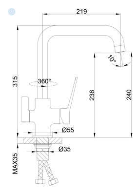 Смеситель Frap F4361 для кухни с подключением фильтра питьевой воды хром