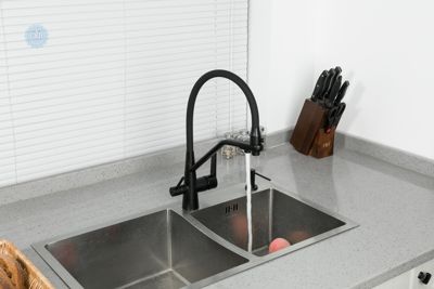 Смеситель Frap F4374-6 для кухни с подключением фильтра питьевой воды , чёрный