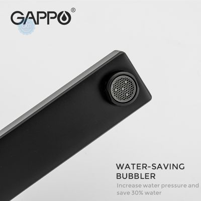 Змішувач Gappo G1017-62 для раковини з гайкою , чорний