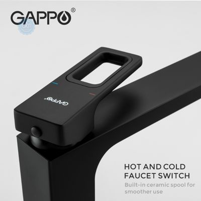 Смеситель Gappo G1017-62 для раковины с гайкой ,чёрный