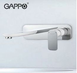 Смеситель Gappo G1048-22 настенный для раковины и ванны ,белый/хром