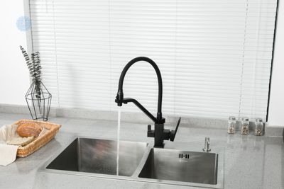 Смеситель Gappo G4317-6 для кухни с подключением фильтра питьевой воды ,чёрный